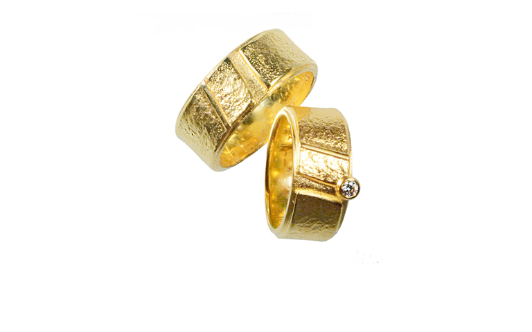 05008+05009-wedding rings, gold 750 and a brillant